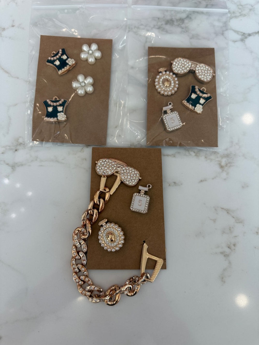 Rose Gold and Black Fashion Croc Charm Sets!